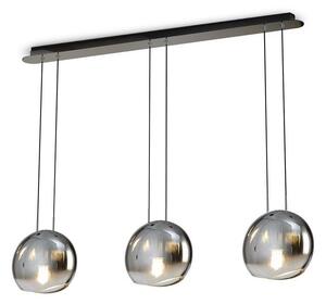 Mantra M6189 Lens 3 Light Linear Ceiling Light In Polished Chrome With Glass And Graphite