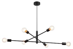 Retro Edison Filament 6 Light Ceiling Light Fitting in Black