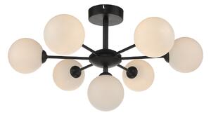 Dar Lighting COH3422-02 Cohen 7 Light Semi Flush Ceiling Light In Matt Black With Opal Glass