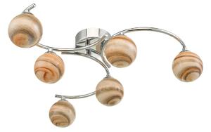 Dar Lighting ATI6450-07 Atiya 6 Light Semi Flush In Polished Chrome With Planet Style Glass
