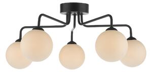 Dar Lighting FEY0522-02 Feya 5 Light Semi Flush Ceiling Light In Matt Black With Opal Glass