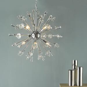 Dar Lighting EXO0850 Exodus 8 Light Ceiling Chandelier In Polished Chrome With Crystal