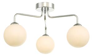 Dar Lighting FEY0350-02 Feya 3 Light Semi Flush Ceiling Light in Polished Chrome With Opal Glass