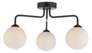 Dar Lighting FEY0322-02 Feya 3 Light Semi Flush Ceiling Light In Matt Black With Opal Glass