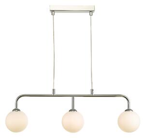 Dar Lighting FEY6250-02 Feya 3 Light Bar Ceiling Pendant In Polished Chrome With Opal Glass