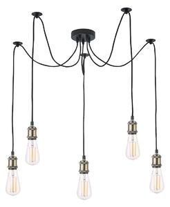 Dar Lighting WAC0575 Waco 5 Light Ceiling Pendant Light In Antique Brass And Matt Black Finish