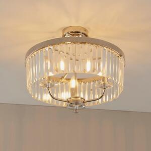 Stunning 3 Light Semi Flush Ceiling Light In Bright Nickel Finish With Clear Cut Glass
