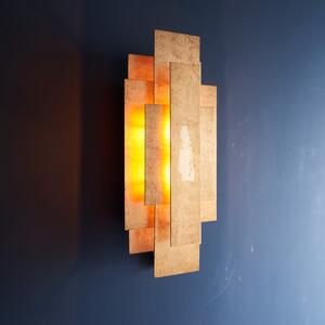 Modern Sculptural 2 Light Wall Light In Antique Gold Leaf Finish