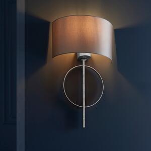 Sculptural Wall Light In Antique Silver Leaf With Mink Satin Fabric
