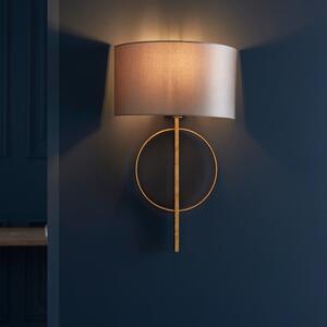 Sculptural Wall Light In Antique Gold Leaf With Mink Satin Fabric