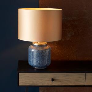 Unique 1 Light Cobalt Glass Table Lamp With Gold Satin Shade