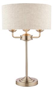 Laura Ashley Sorrento 3 Light Table Lamp In Brushed Chrome with Natural Shade