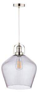 Laura Ashley Rye Smoked Glass Ceiling Pendant Light In Polished Nickel Finish