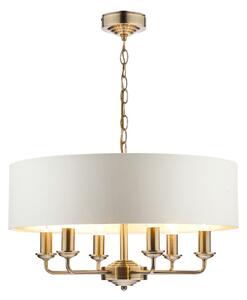 Laura Ashley Sorrento Antique Brass 6 Light Armed Fitting Ceiling Light with Ivory Shade