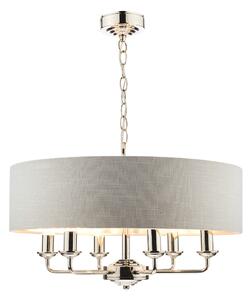 Laura Ashley Sorrento 6 Light Armed Fitting Ceiling Light in Polished Nickel with Silver Shade