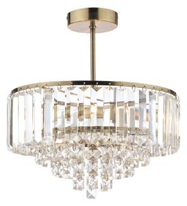 Laura Ashley Vienna 3 Light Semi Flush Ceiling Light In Antique Brass With Crystal Glass