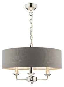 Laura Ashley Sorrento 3 Light Armed Fitting Ceiling Light with Charcoal Shade in Polished Nickel