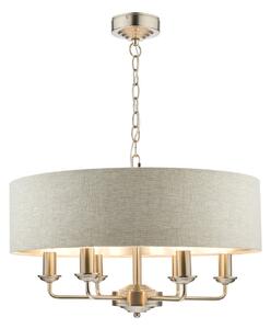 Laura Ashley Sorrento 6 Light Armed Fitting Ceiling Light in Brushed Chrome with Natural Shade