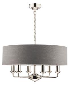 Laura Ashley Sorrento 6 Light Armed Fitting Ceiling Light in Polished Nickel with Charcoal Shade