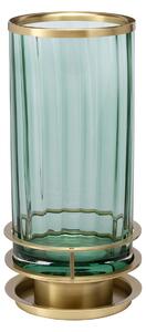 Quintiesse QN-ARNO-GREEN-AB Arno Table Lamp In Aged Brass With Green Tinted Glass