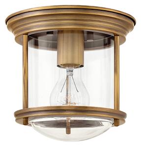 Quintiesse QN-HADRIAN-MINI-F-BR-CLEAR Hadrian 1 Light Flush Ceiling Light In Brushed Bronze With Clear Glass IP44