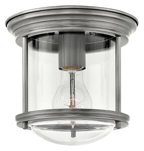 Quintiesse QN-HADRIAN-MINI-F-AN-CLEAR Hadrian 1 Light Flush Ceiling Light In Antique Nickel With Clear Glass IP44