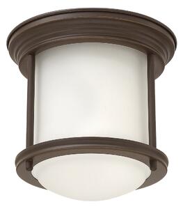 Quintiesse QN-HADRIAN-MINI-F-OZ-OPAL Hadrian Flush Ceiling Light In Oil Rubbed Bronze With Opal Glass IP44