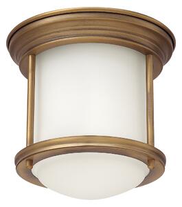 Quintiesse QN-HADRIAN-MINI-F-BR-OPAL Hadrian 1 Light Flush Ceiling Light In Brushed Bronze With-Opal-Glass-IP44