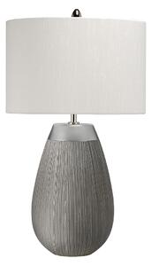 Quintiesse QN-HARROW-TL Harrow Elegant Table Lamp In Silver With Grey Silk Shade