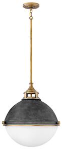 Quintiesse QN-FLETCHER-P-L-AZ Fletcher 3 Light Vintage Ceiling Pendant Light In Zinc And Heritage Brass