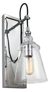 Quintiesse QN-LORAS1 Loras Industrail 1 Light Wall Light In Polished Chrome With Seeded Glass