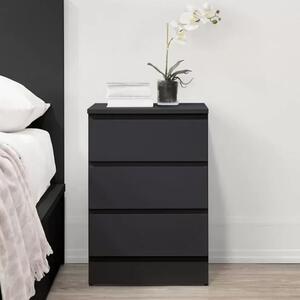 Oakley Wooden Bedside Cabinet With 3 Drawers In Black