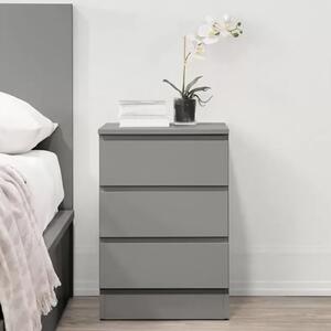 Oakley Wooden Bedside Cabinet With 3 Drawers In Grey