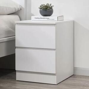 Oakley Wooden Bedside Cabinet With 2 Drawers In White