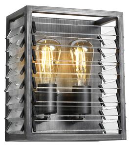 Elstead LOUVRE2 Louvre 2 Light Industrial Wall Light In Gunmetal Finish