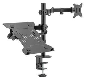 Midvale Single Arm Steel Desk Mount Monitor Stand with Laptop Tray - Black