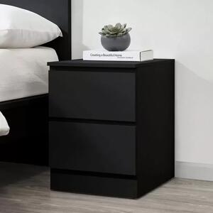 Oakley Wooden Bedside Cabinet With 2 Drawers In Black