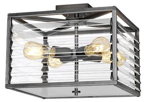 Elstead LOUVRE-4F Louvre Industrial 4 Light Flush Light In Gunmetal Finish