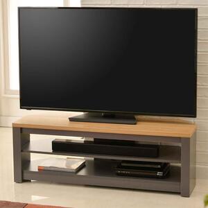 Midvale 1000mm Wooden TV Stand With 2 Shelves In Grey And Oak