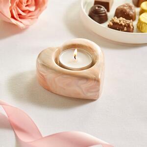 Marble Effect Heart Tealight Holder