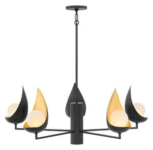 Quintiesse QN-REN5 Ren 5 Light Modern Ceiling Chandelier In Black And Gold Finish