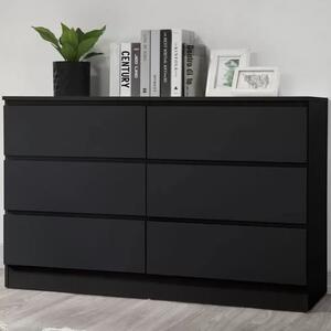 Oakley Wooden Chest Of 6 Drawers In Black