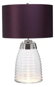 Quintiesse QN-MILNE-TL-AUB Milne Glass Table Lamp In Polished Nickel With Aubergine Shade