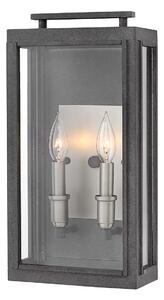 Quintiesse QN-SUTCLIFFE-M-AZ Sutcliffe Outdoor 2 Light Wall Lantern In Aged Zinc And Antique Nickel IP44