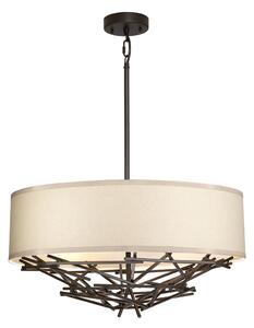 Elstead TAIKO-4P Taiko 4 Light Dual Mount Ceiling Light In Old Bronze Finish And Oatmeal Linen Shade