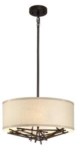 Elstead TAIKO-3P Taiko 3 Light Dual Mount Ceiling Light In Old Bronze Finish With Oatmeal Linen Shade