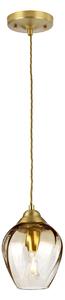 Elstead TIBER-P-AMBER Tiber 1 Light Ceiling Pendant In Brushed Brass Finish With Amber Glass