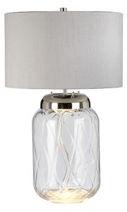 Quintiesse QN-SOLA-TL-L Sola Dual-Lit Diamond Glass Table Lamp With Silver Shade