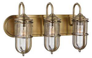 Quintiesse QN-URBANREST3 Urban Restoration Vintage 3 Light Wall Light In Dark Antique Brass IP44