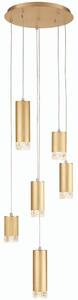 Franklite FL2415-6 Cordelia 6 Light Cluster Ceiling Pendant Light In Satin Brushed Gold Finish